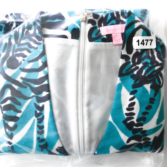 LILLY PULITZER Navy Teal White Zebra Print Long Sleeve Shift Dress - Size 2 - Picture 12 of 12
